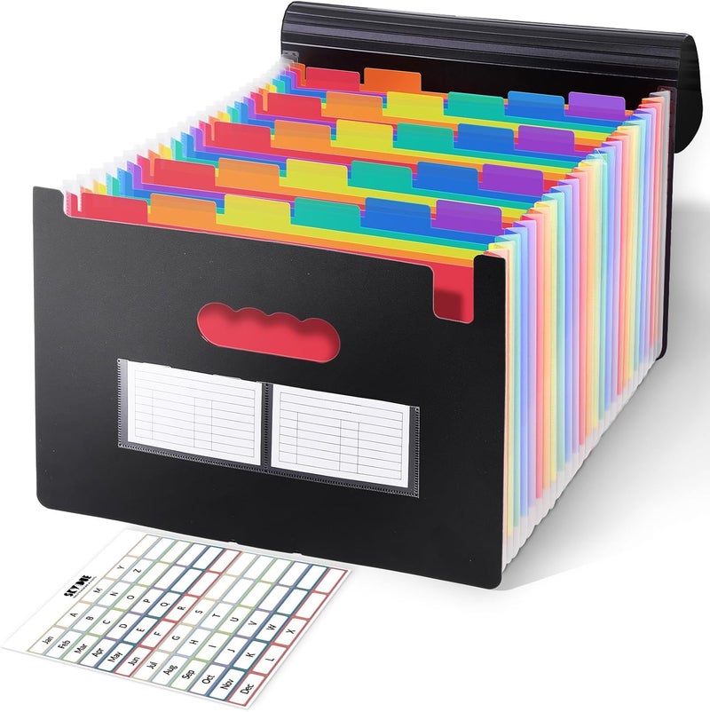 Skydue Accordion File Organizer with 26 Pockets & Label Stickers, Expanding File Folders Fit for A4 & Letter Size Paper, Multi-Functional Document Organizer for Home & Office File Management - Image 1